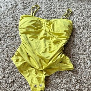 Yellow Ruched bodysuit express size xs